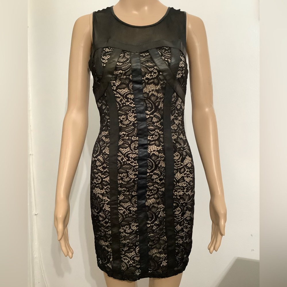 Avec black lace dress with nude slip underneath size M (W711)
